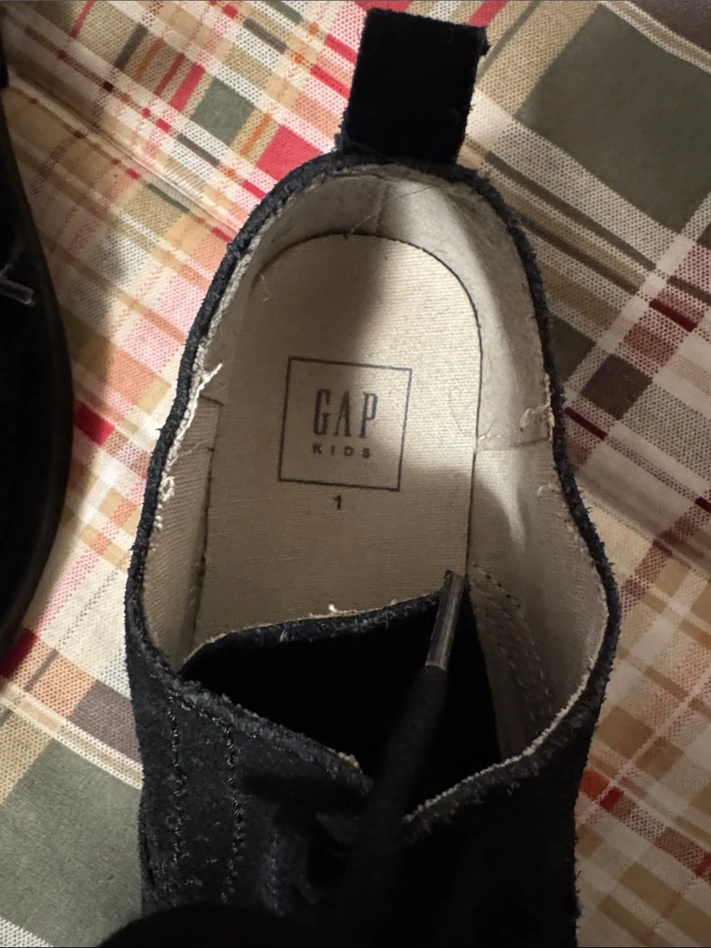 GAP Black Suede Kids Lace-Up Wingtip Dress Shoes